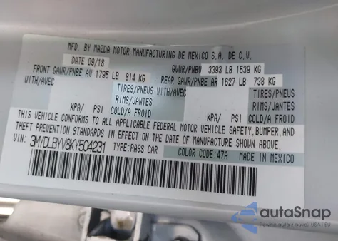 2019 Toyota Yaris L/Le/Xle from USA, damaged, VIN 3MYDLBYV8KY504231